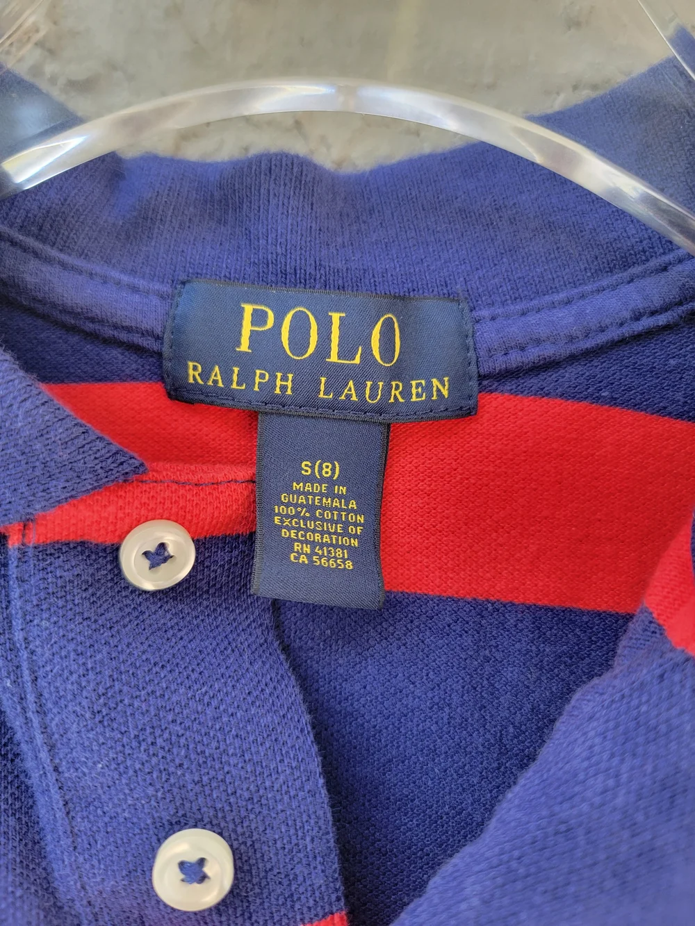 Polo Ralph Lauren Boys Size 8 Red Navy Stripe Cotton Polo Shirt Preppy kid BTS